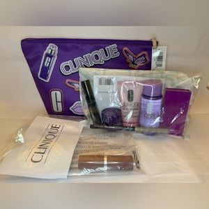 Clinique Cosmetic Bag with Skincare & Makeup
(Includes full size lipstick)
